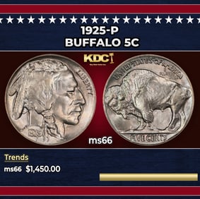 1925-p Buffalo Nickel 5c ms66 SEGS