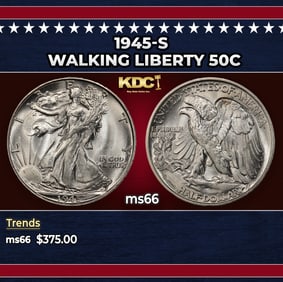 1945-s Walking Liberty Half Dollar 50c Grades ms66