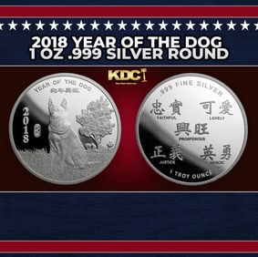 2018 Year of the Dog 1 oz .999 Silver Round Round