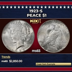 1923-s Peace Dollar $1 ms65 SEGS