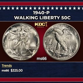 1940-p Walking Liberty Half Dollar 50c Grades ms66