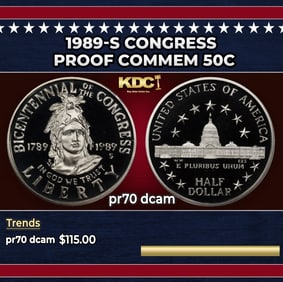 1989-S Congress Proof Modern Commem Half Dollar 50c pr70 dcam SEGS