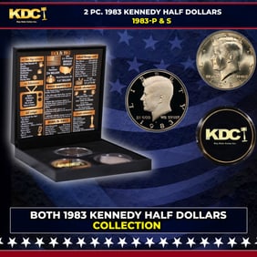 Complete 3 PC. 1983 Kennedy Half Dollar 50c set In Custom Box W/ Special Backer Card BU & Proof