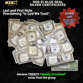 20x 1935 $1 Blue Seal Silver Certificates Heavily Circulated