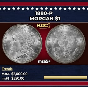 1880-p Morgan Dollar $1 ms65+ SEGS