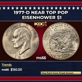 1977-d Eisenhower Dollar Near Top Pop $1 ms66 SEGS