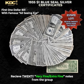 20x 1935 $1 Blue Seal Silver Certificates Grades VF/XF