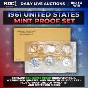 1961 United States Mint Silver Proof Set In Original Goventment Packaging, 5 Coins - Manilla