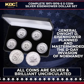 Complete 1971-1976-s 5 Coin Silver Eisenhower Dollar Set Uncirculated