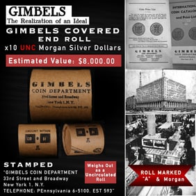 GIMBLES A Level Morgan Unc Roll 10 Coin