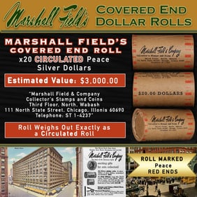 Rare RED Level MARSHALL FIELDS Circ Peace $1 Roll 20