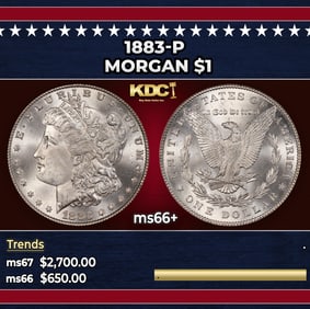 1883-p Morgan Dollar $1 ms66+ SEGS