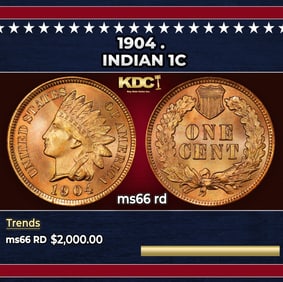 1904 Indian Cent . 1c ms66 rd SEGS