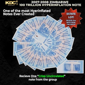 1x 2007-2008 Zimbabwe 100 Trillion Hyperinflation Note Grades CU