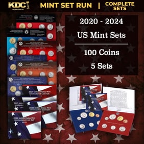 2020-2024 United States Mint Sets 5 Sets, 100 Coins