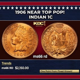 1906 Indian Cent Near Top Pop! 1c ms66 rd SEGS