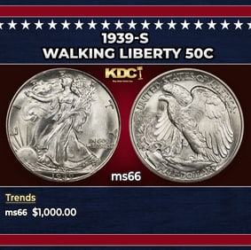 1939-s Walking Liberty Half Dollar 50c ms66 SEGS