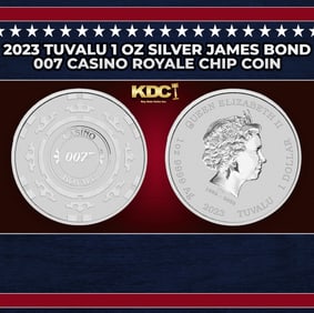 2023 Tuvalu 1 oz Silver James Bond 007 Casino Royale Chip Coin Round