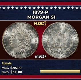 1879-p Morgan Dollar $1 Grades ms63+