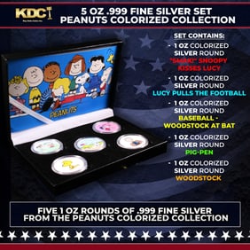 5 OZ .999 Fine Silver Set Peanuts Colorized Collection