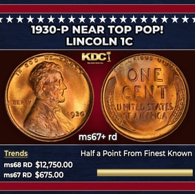 1930-p Lincoln Cent Near Top Pop! 1c ms67+ rd SEGS
