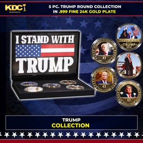 5 Coin "I Stand With Trump" Gold Plated Round Collection