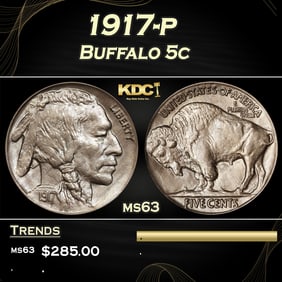 1917-p Buffalo Nickel 5c Grades ms63