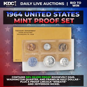 1964 United States Mint Silver Proof Set In Original Goventment Packaging, 5 Coins - Manilla
