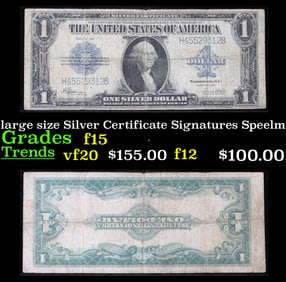 1923 $1 large size Silver Certificate Grades f+ Signatures Speelman/White