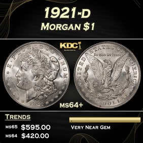 1921-d Morgan Dollar $1 Grades ms64+