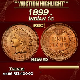 1899 Indian Cent . 1c ms66 rd SEGS