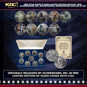 1995 STAR WARS 9 Coin Limited Edtion Official 1976 Scoreboard Inc, Bicentennial Eisenhower Dollar $1