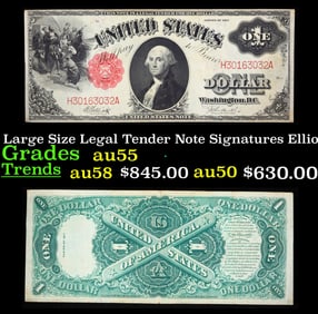 1917 $1 Large Size Legal Tender Note Grades Choice AU Signatures Elliott/Burke