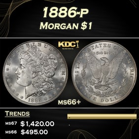1886-p Morgan Dollar $1 ms66+ SEGS