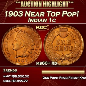 1903 Indian Cent Near Top Pop! 1c ms66+ rd SEGS