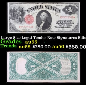 1917 $1 Large Size Legal Tender Note Grades Choice AU Signatures Elliott/White
