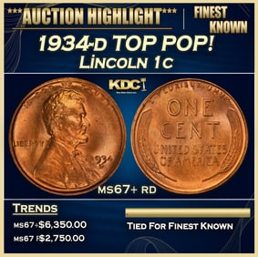 1934-d Lincoln Cent TOP POP! 1c ms67+ rd SEGS