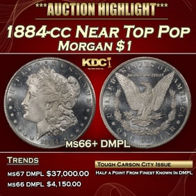 1884-cc Morgan Dollar Near Top Pop $1 ms66+ DMPL SEGS