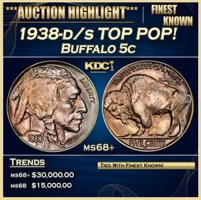 1938-d/s Buffalo Nickel TOP POP! 5c ms68+ SEGS