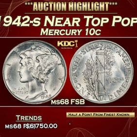 1942-s Mercury Dime Near Top Pop! 10c ms68 FSB SEGS