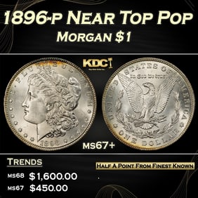 1896-p Morgan Dollar Near Top Pop $1 ms67+ SEGS