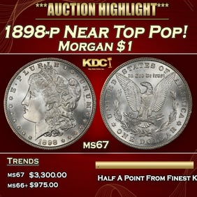 1898-p Morgan Dollar Near Top Pop! $1 ms67 SEGS