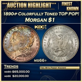 1890-p Morgan Dollar Colorfully Toned TOP POP! $1 ms66+ SEGS