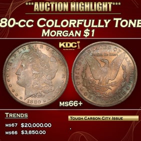 1880-cc Morgan Dollar Colorfully Toned $1 ms66+ SEGS