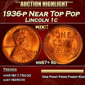 1936-p Lincoln Cent Near Top Pop 1c ms67+ rd SEGS