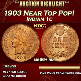 1903 Indian Cent Near Top Pop! 1c ms66+ rd SEGS