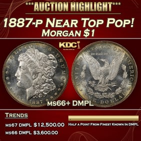 1887-p Morgan Dollar Near Top Pop! $1 ms66+ DMPL SEGS