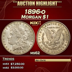 1896-o Morgan Dollar $1 ms62 USCG