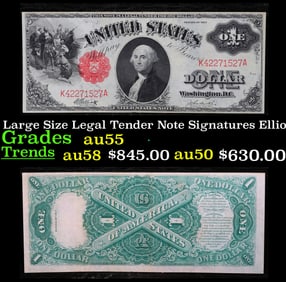 1917 $1 Large Size Legal Tender Note Grades Choice AU Signatures Elliott/Burke
