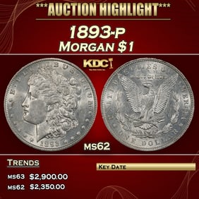 1893-p Morgan Dollar $1 ms62 USCG